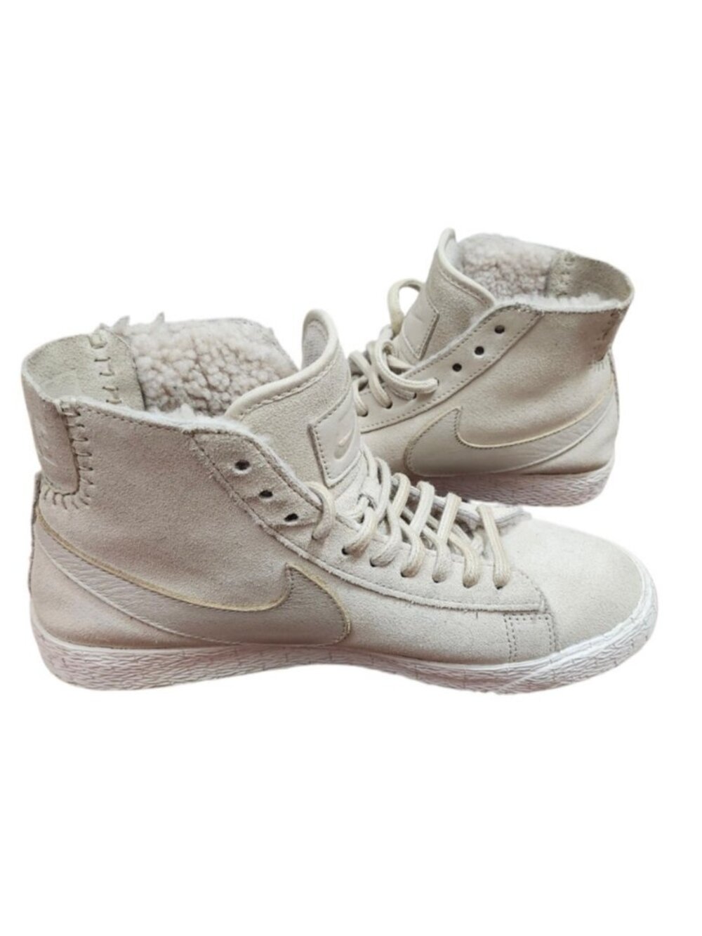 Nike Blazer Mid Premium Sherpa Women’s 7.5 Beige Suede High Top 403729-200 - Picture 10 of 12